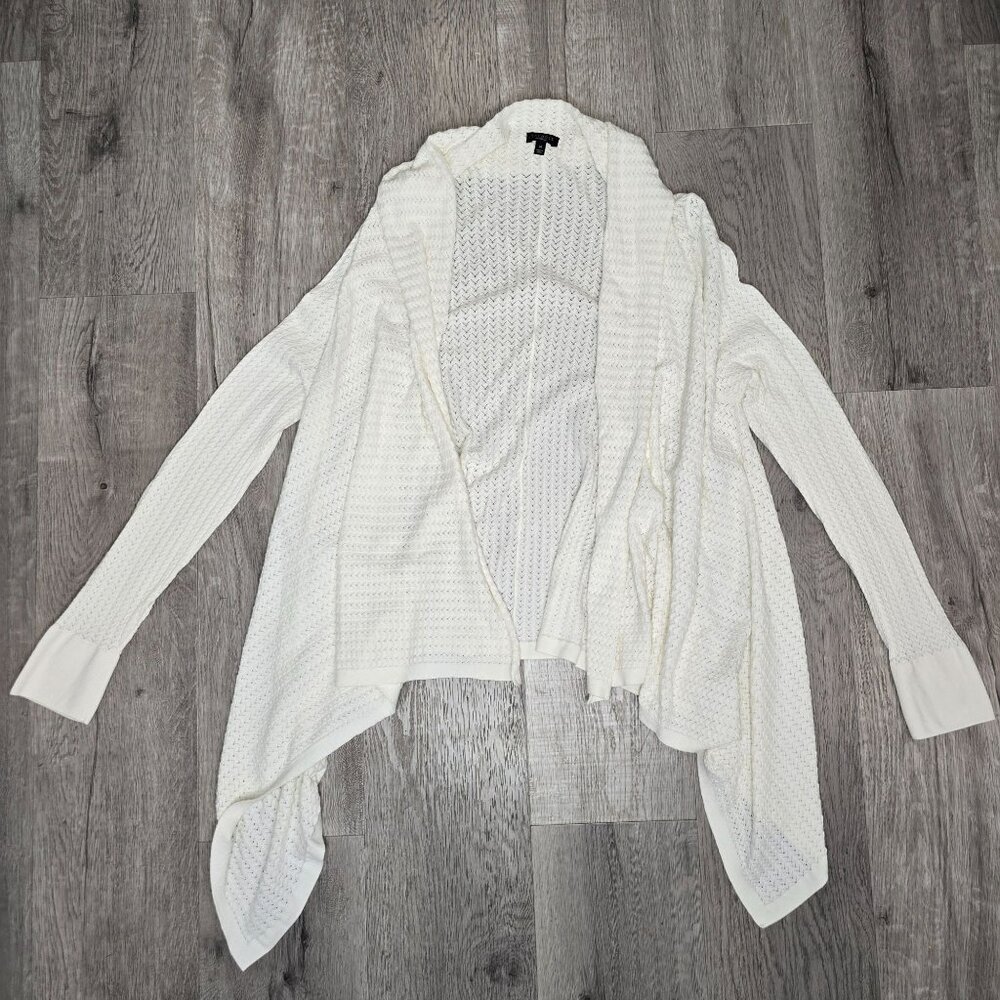 Talbots White Open Front Cardigan Sweater Medium small mark on sleeve